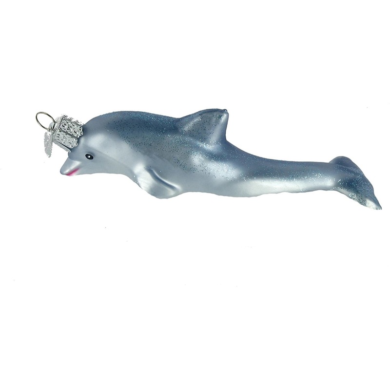 Old World Christmas Glass Blown Playful Dolphin Ornament