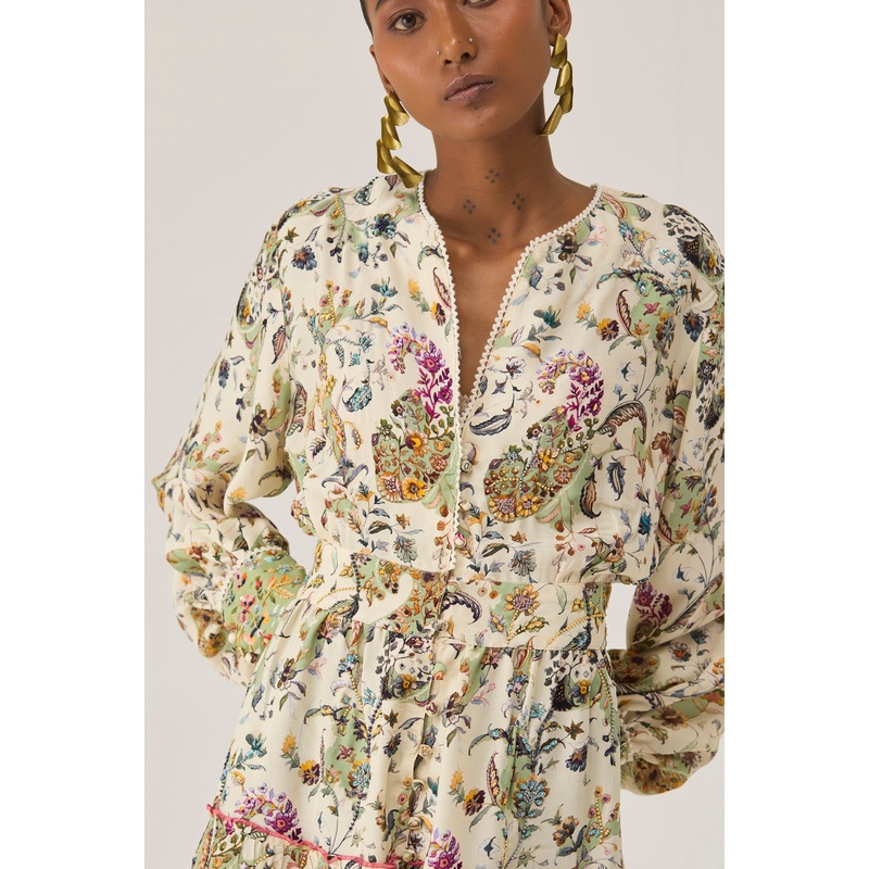 Paisley Parisian Embroidered Dress with Lace
