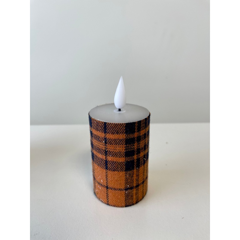 4″ Fall Plaid LED Votive Candle