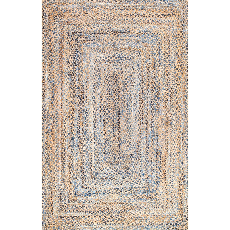 Hand Braided Twined Jute And Denim Rug | Blue