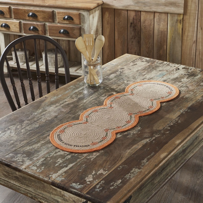 Harvest Blessings Natural Stencil Pumpkin Runner 12×36