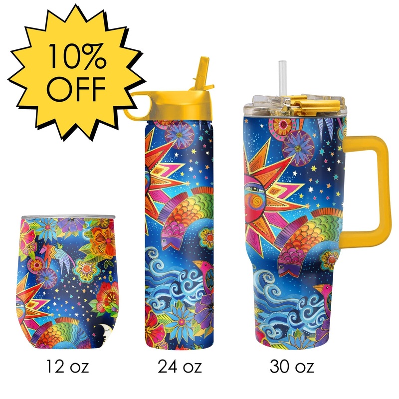 Laurel Burch “Celestial Magic” Insulated Drinkware Set of 3, 1 per size