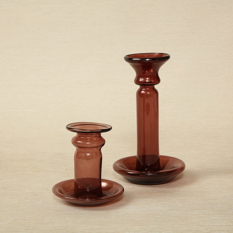 Raspberry Glass Candleholder
