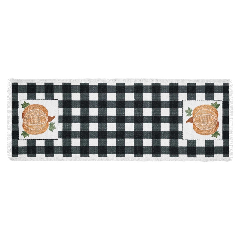 Annie Black Check Pumpkin Runner 8×24