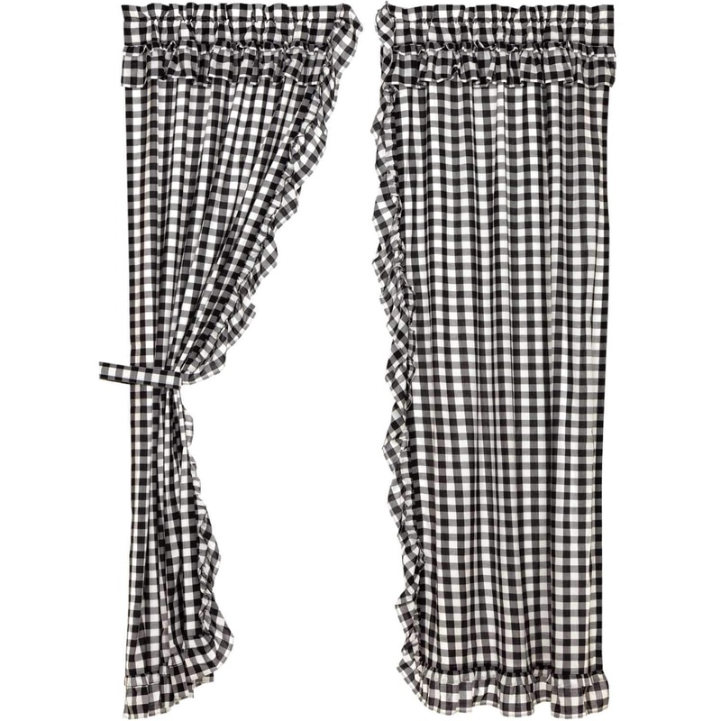 Annie Buffalo Black Check Ruffled Panel Set of 2 84×40