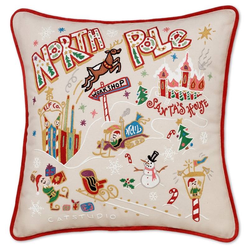 North Pole 1 Hand-Embroidered Pillow