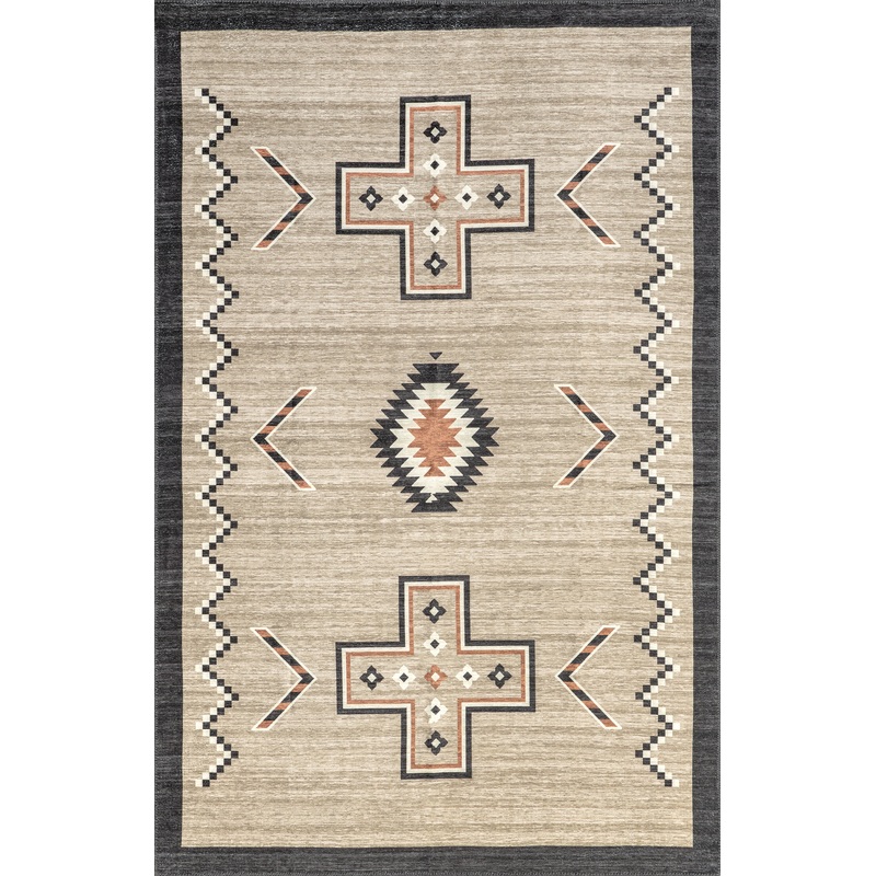 Zahaira Washable Aztec Rug | Brown