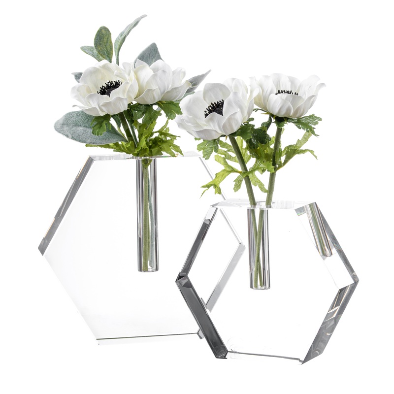 Crystal Hex Glass Bud Vase