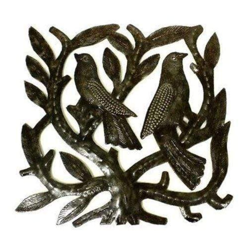 Haitian Steel Drum Tree of Life Sq 8 inch Wall Art – Croix des Bouquets