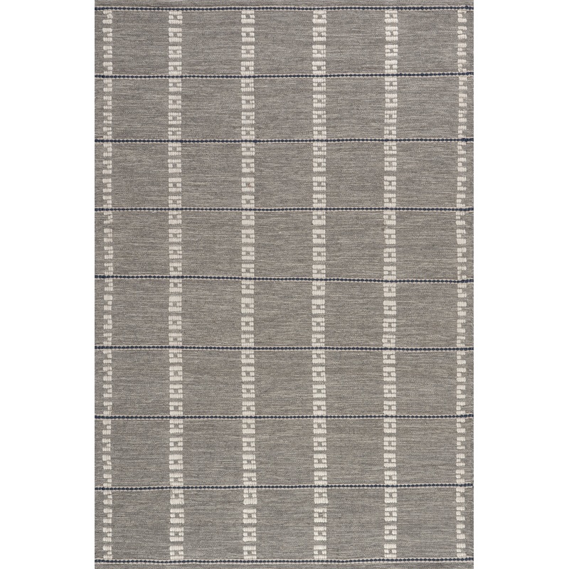 Morgan Geometric Check Wool and Cotton Rug | Grey