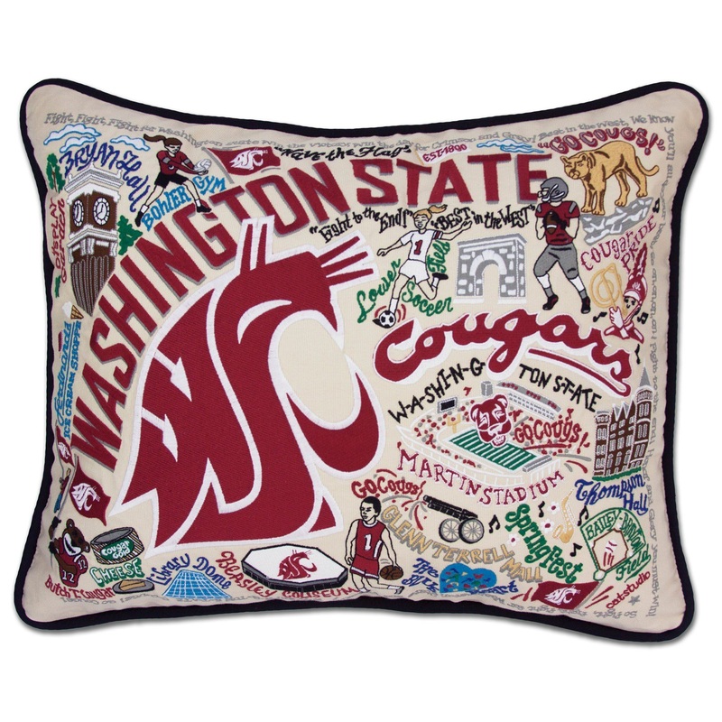 Washington State University Collegiate Embroidered Pillow