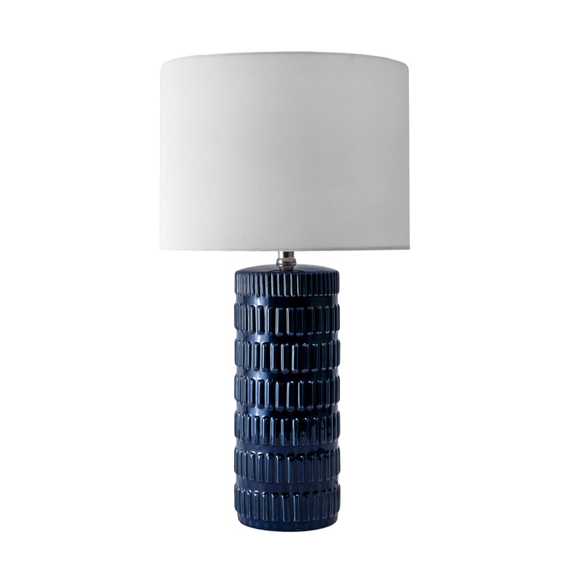 25-inch Tangela Ridged Ceramic Table Lamp | Blue