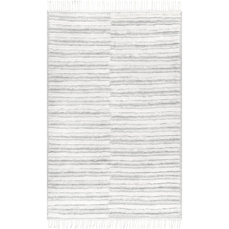 Fred Striped Shag Rug | Grey