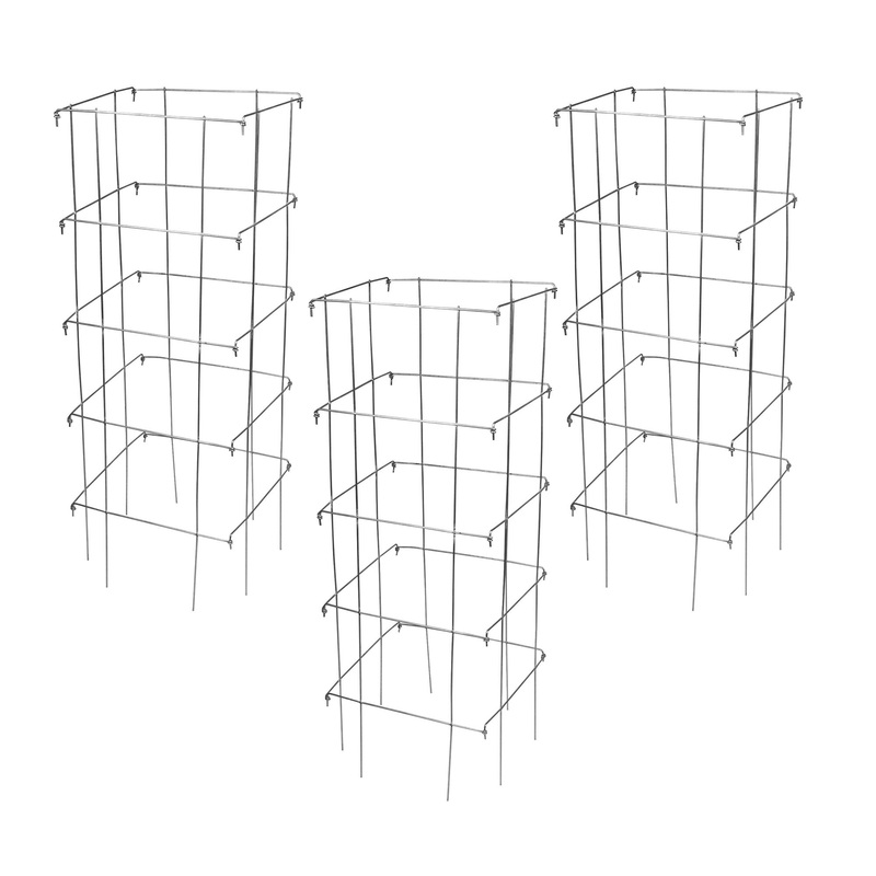 Garden Elements Cassies Cages Heavy Duty Square Collapsible Tomato Cages, 40 (Pack of 3)
