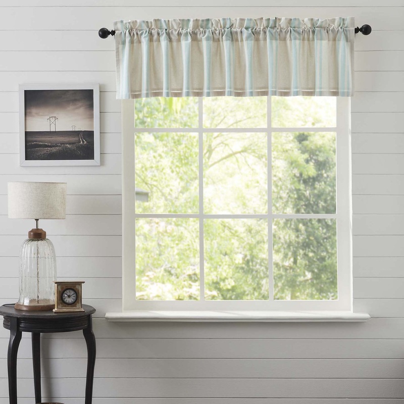 Grain Sack Aqua Valance 16×90