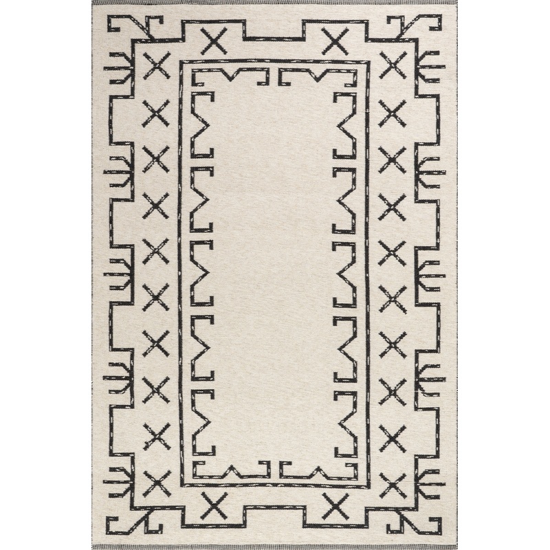 June Geometric Reversible Wool Rug | Ivory