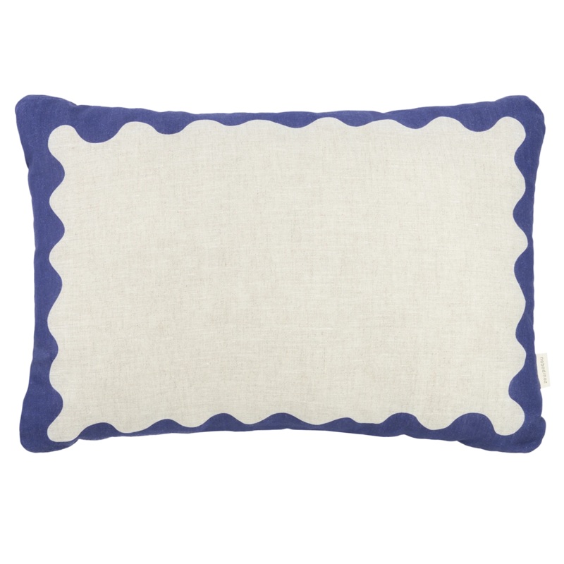 Rectangular cushion in French linen Vibes L Blue