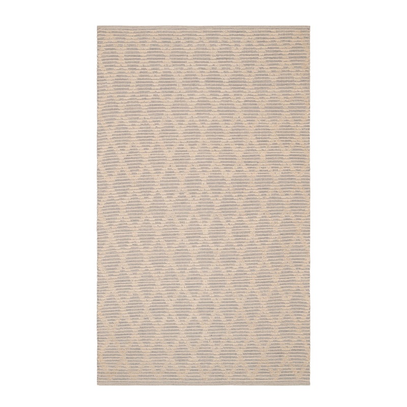 Textured Diamond Handwoven Cotton Rug | Grey/Ivory