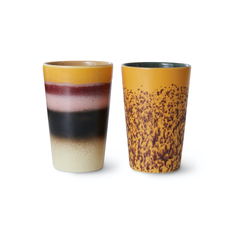 70s Ceramics: Tea Mugs Beach, Set of 2