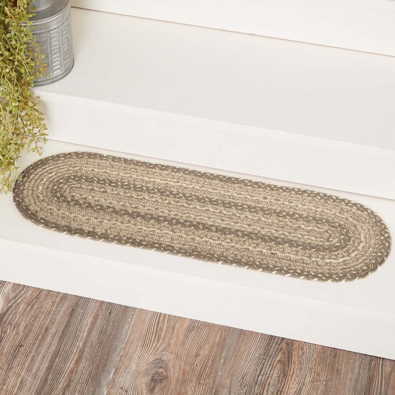 Cobblestone Jute Stair Tread Oval Latex 8.5×27