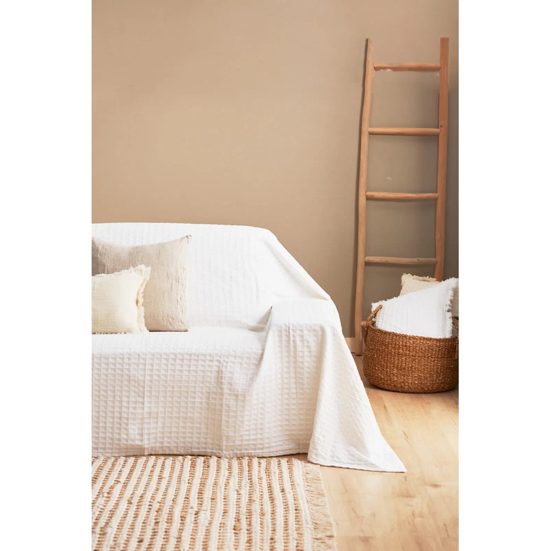 Funda de sof de algodn nido de abeja blanco Panal