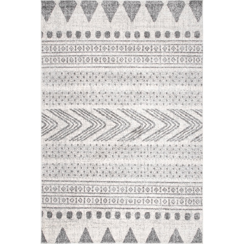 Geometric Banded Rug | Grey