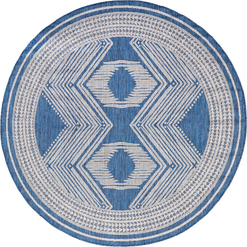 Iris Totem Indoor/Outdoor Flatweave Rug | Blue