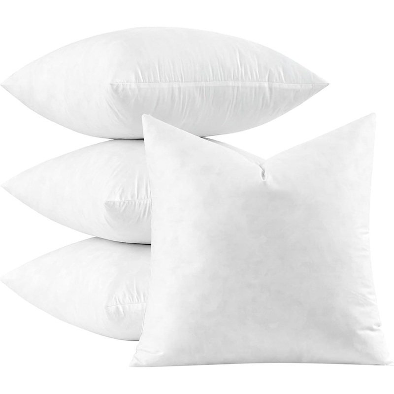 MIULEE Pillow Inserts 22×22 Inch Set of 4, Feather Mix Polycotton with Cotton Fabric Square Decorative Throw Pillows for Couch Bed Sofa