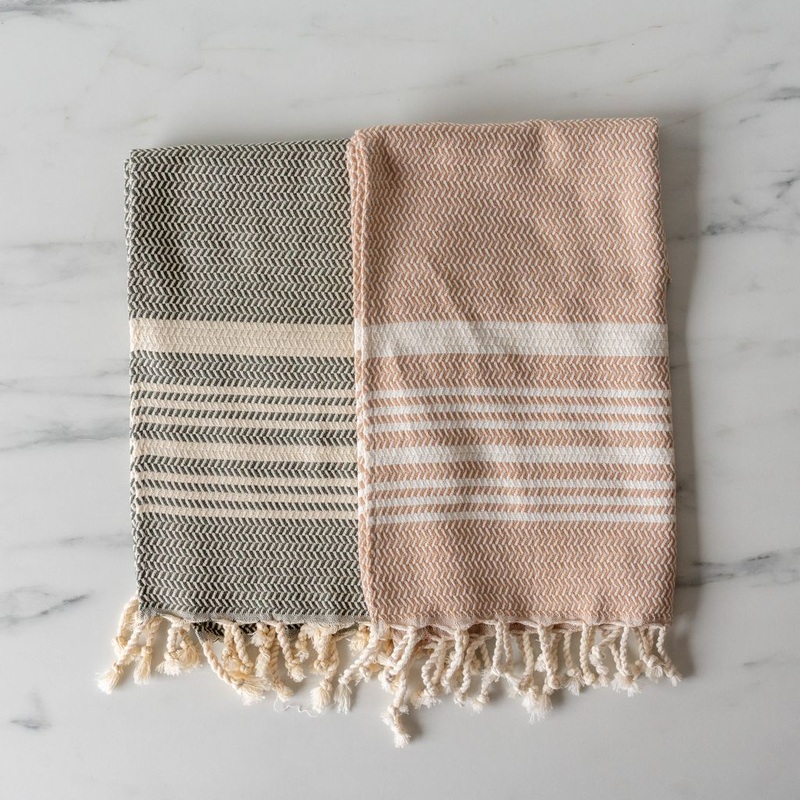 Striped Turkish Hand Towel with Tassel