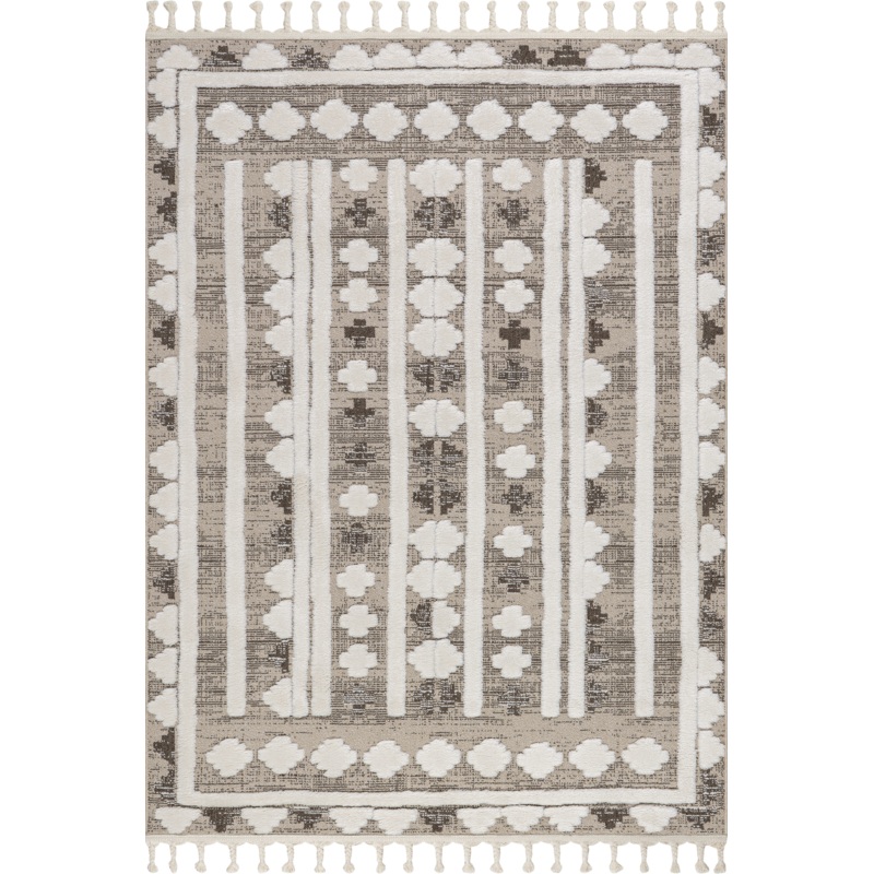 Audience Geometric Tasseled Rug | Beige