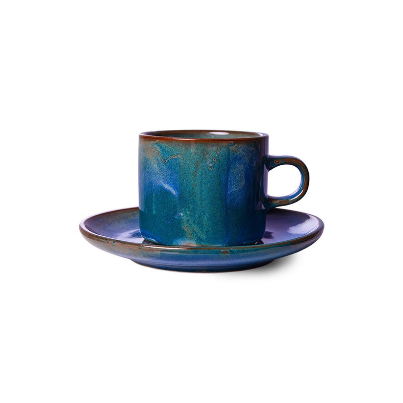 Home Chef Ceramics: Cup & Saucer Rustic Blue