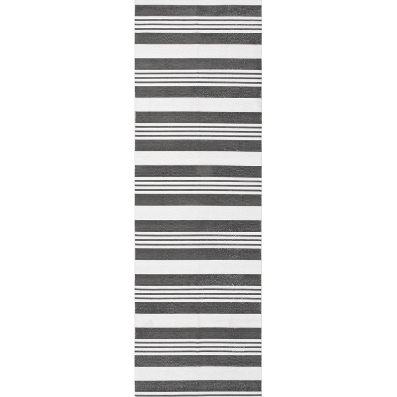 Regency Stripes Washable Rug | Charcoal
