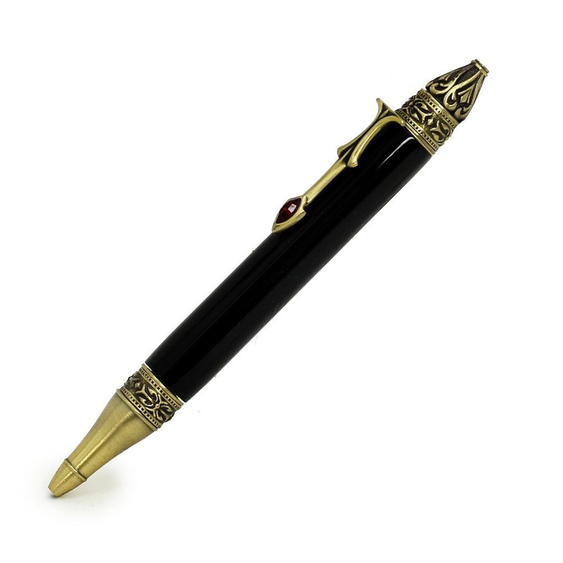ART-PEN: Handcrafted Luxury Twist Pen – Deruta Perugino – Ant. Brass with Black body.