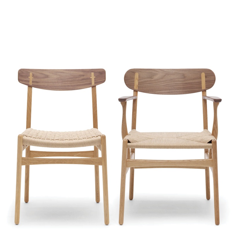 Hans Wegner CH23 Chair & CH26 Armchair Library Set, Oak/Walnut Mix Oil, Natural Paper Cord Seat – SHOWROOM SAMPLE