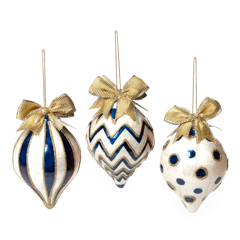 Royal Capiz Drop Ornaments – Set of 3
