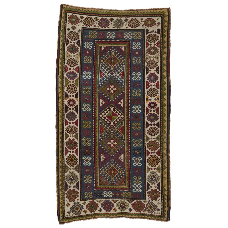 SHULAVER KAZAK ANTIQUE RUG 4’2″ X 7’5″ END OF 19TH C.