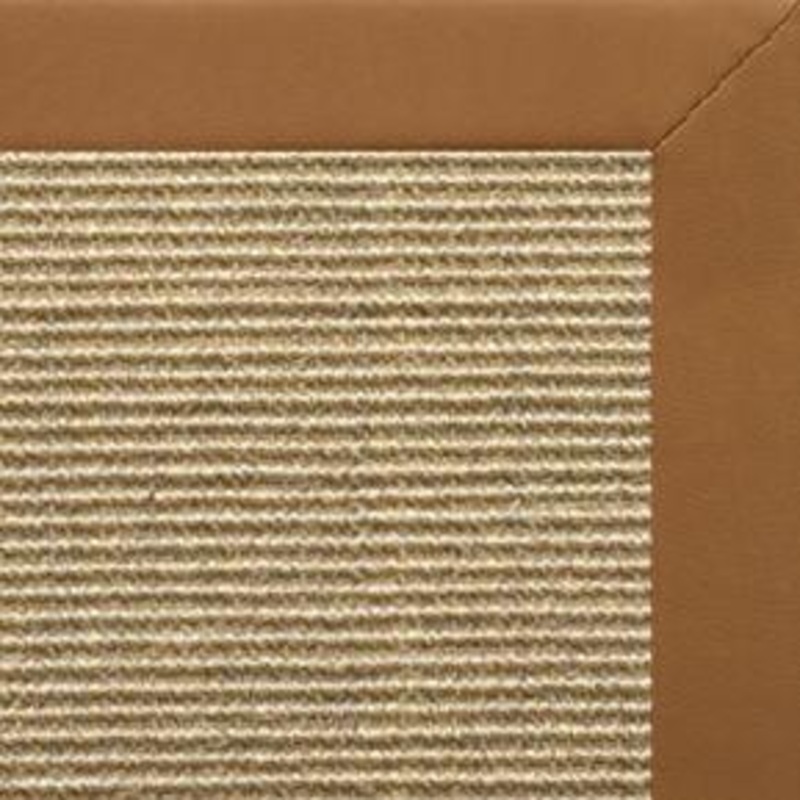 Bone Sisal Rug with Cinnamon Faux Leather Border