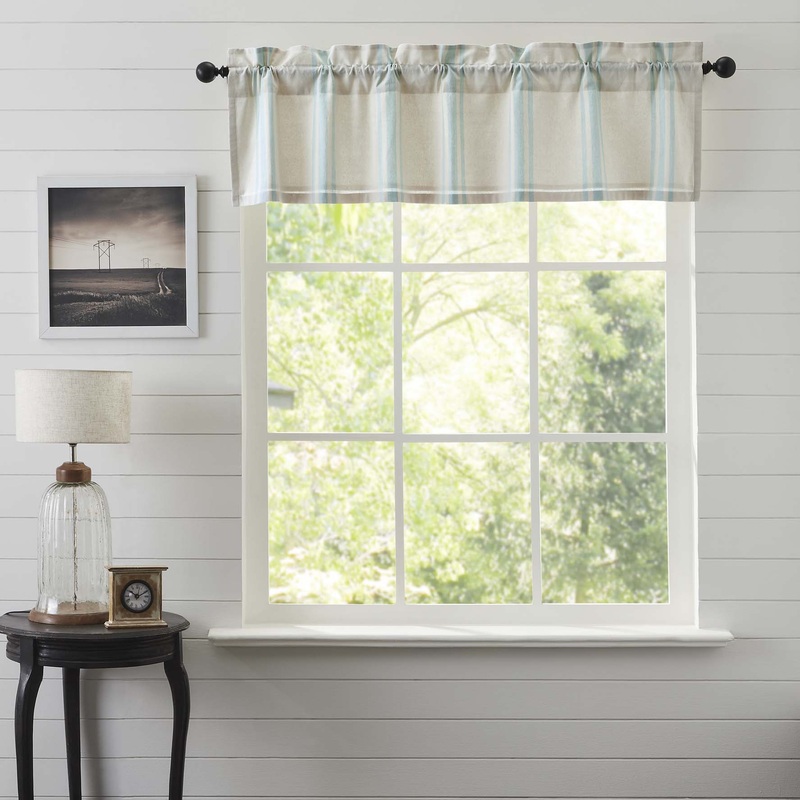 Grain Sack Aqua Valance 16×72