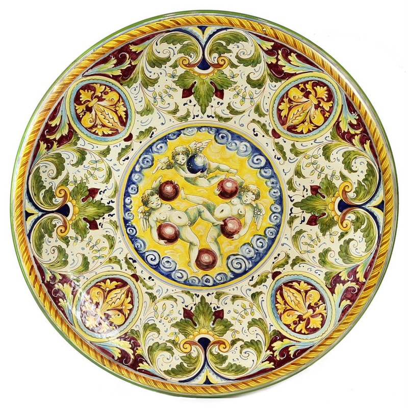 MAJOLICA MEDICI: Wall Plate with DeMedici Five Balls (28″ DIAM)