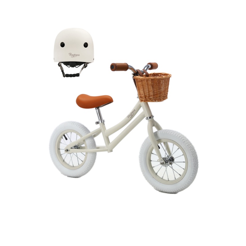 Ride-On Balance Bike Ivory White + Helmet