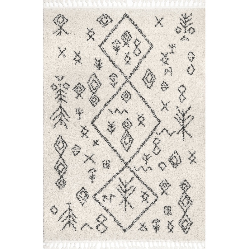 Abstract Tasseled Rug | Off White