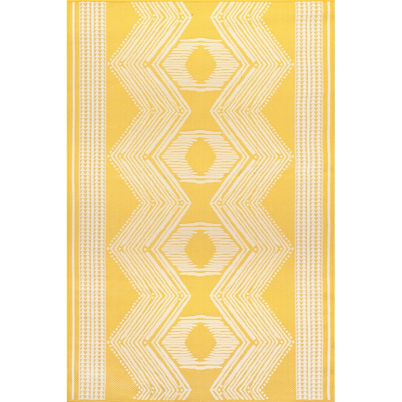 Iris Totem Indoor/Outdoor Flatweave Rug | Yellow