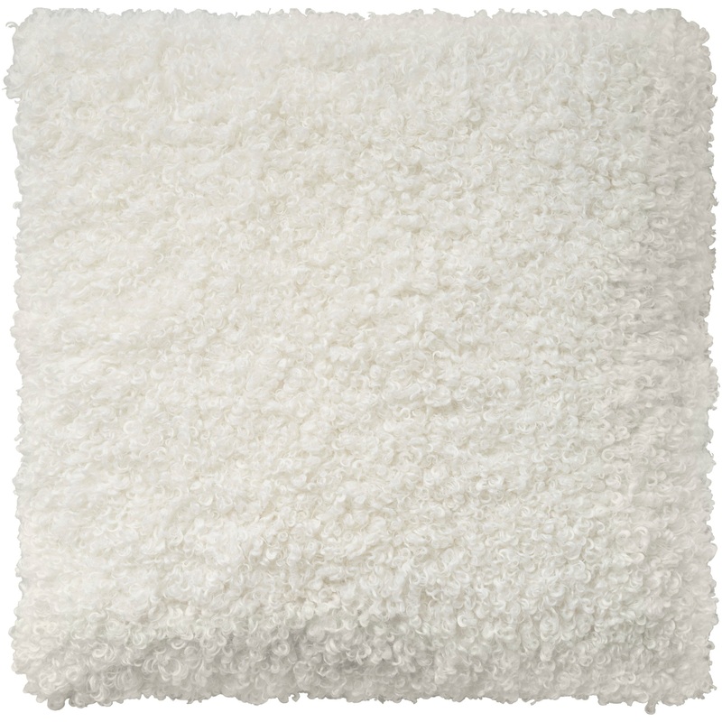 Mina Victory Faux Fur Curly Faux Fur 22″ x 22″ Ivory Indoor Throw Pillow