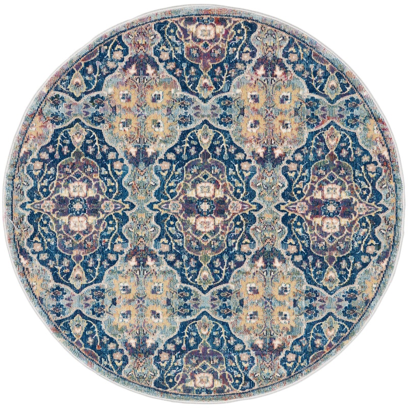 Nourison Ankara Global 4′ x Round Navy Multicolor Bohemian Indoor Rug