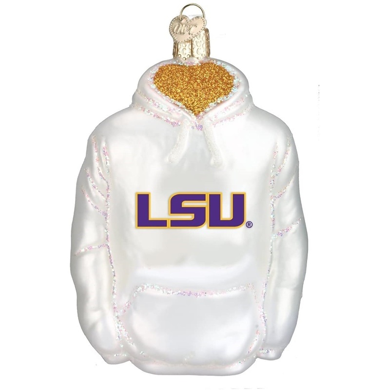 Old World Christmas Glass Blown Ornament LSU Hoodie, 4.5″