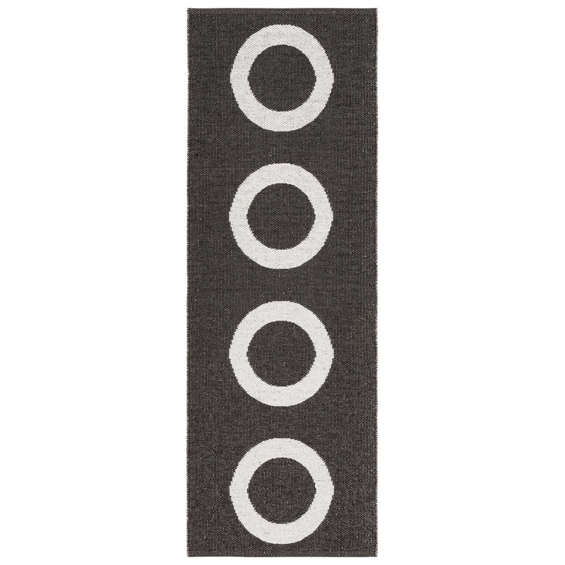 Circus Indoor / Outdoor Swedish Woven Plastic Runner Rug, Black – 2 1/3′ x 5′
