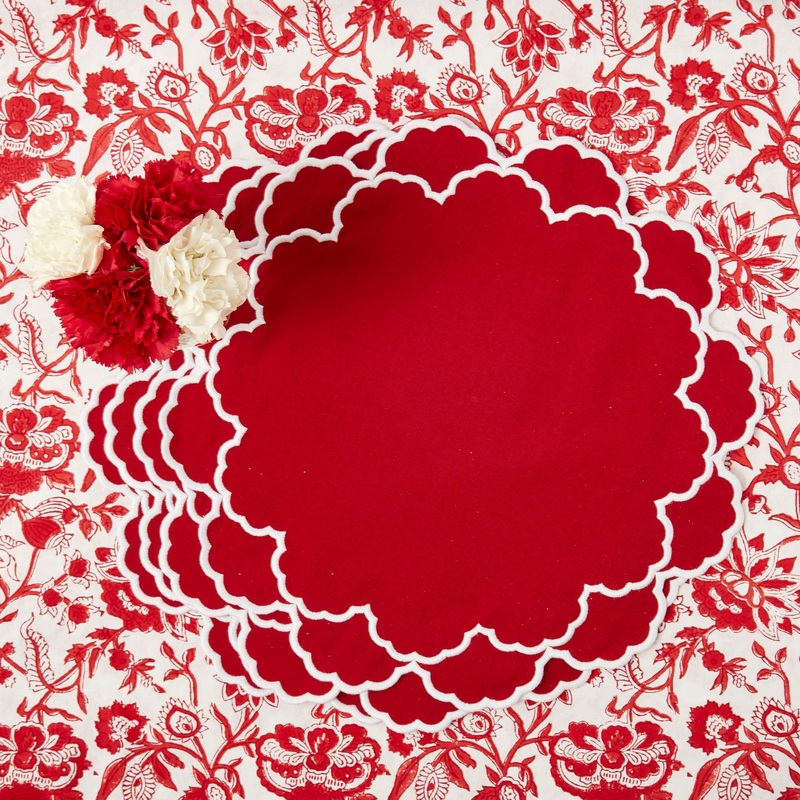 Lily Red & White Placemats (Set of 4)