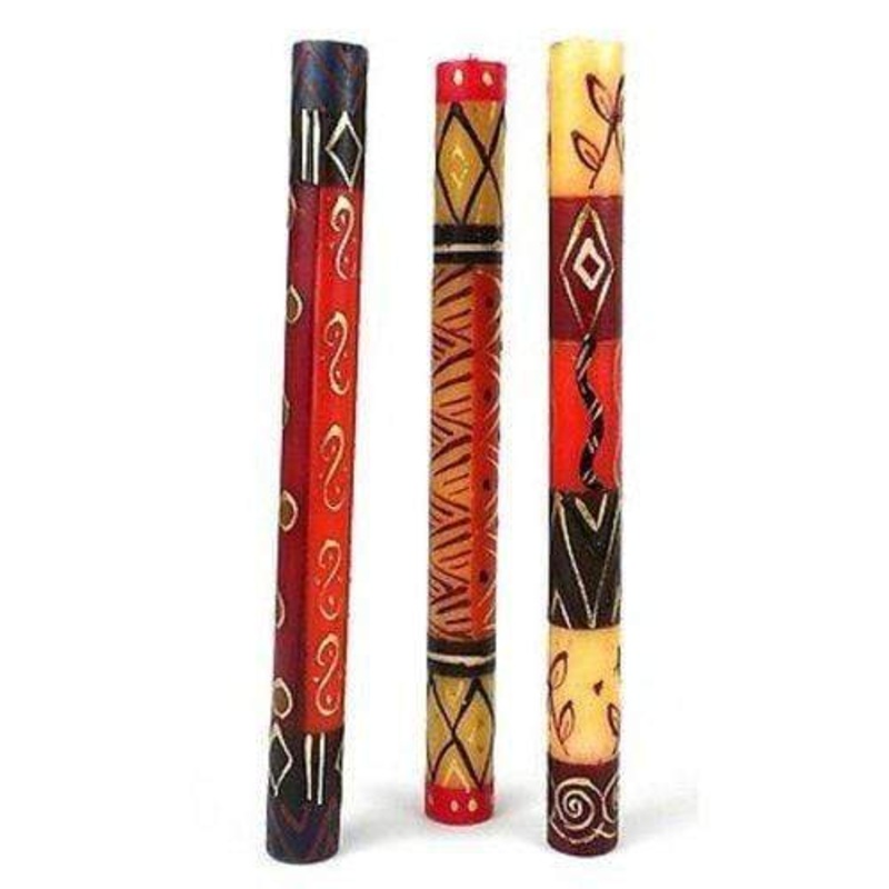 Set of Three Boxed Tall Hand-Painted Candles – Bongazi Design – Nobunto