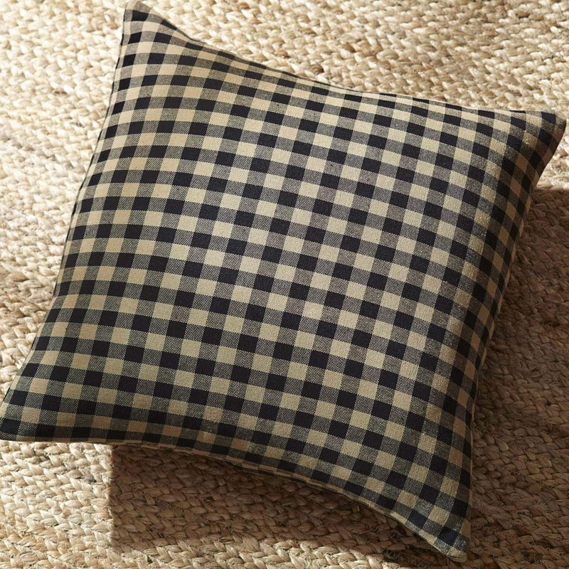 Black Check Pillow Fabric 16×16