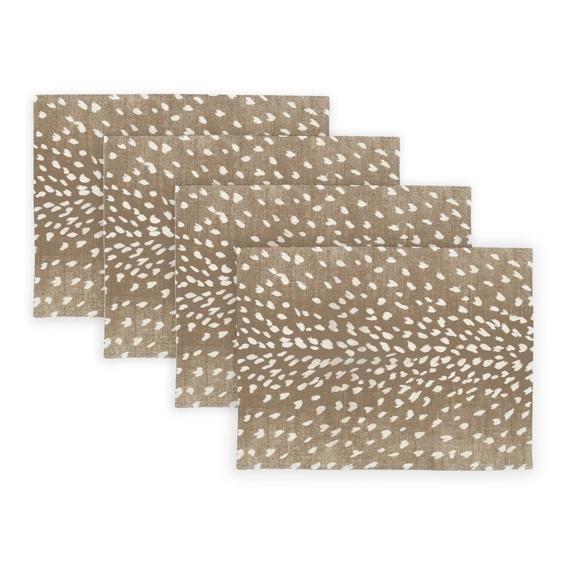 Tan Antelope Linen Placemats: Rectangular- Set of 4